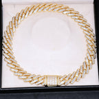 Baguette Channel Set Cuban Necklace (19mm) in Gold