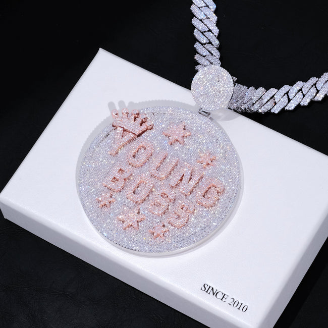 CUSTOM LETTER NECKLACE 3D BIG CROWN DISC Hover Image