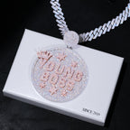 CUSTOM LETTER NECKLACE 3D BIG CROWN DISC