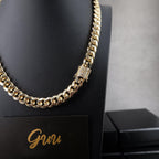 10mm  CZ  Cuban Link Chain In  Yellow GoldPlated