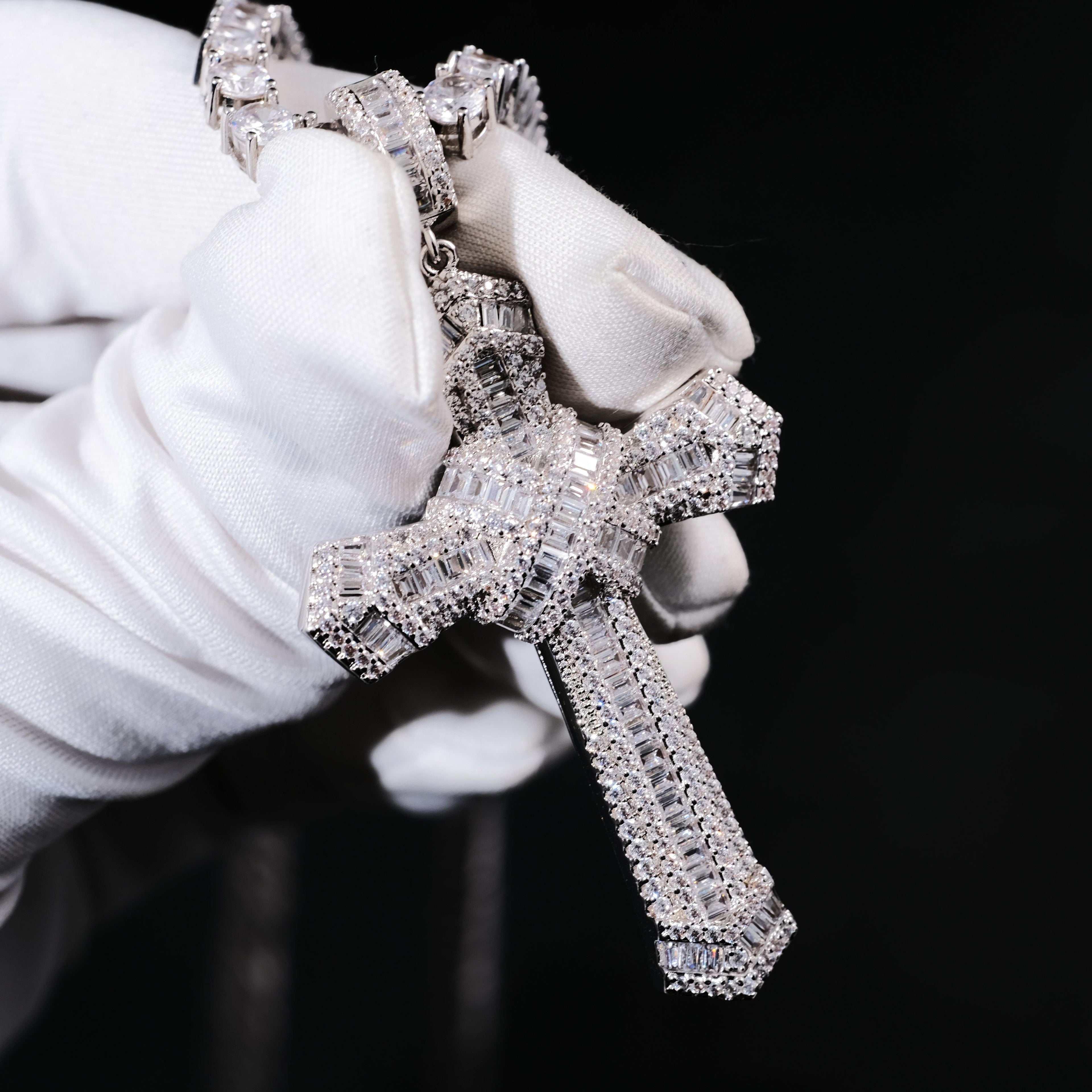 New Design Iced Baguette Jesus Cross Necklace