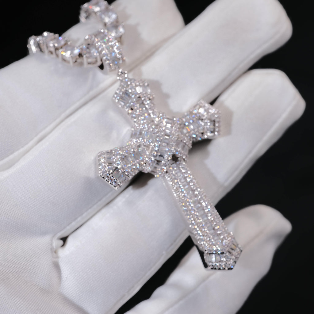 New Design Iced Baguette Jesus Cross Necklace
