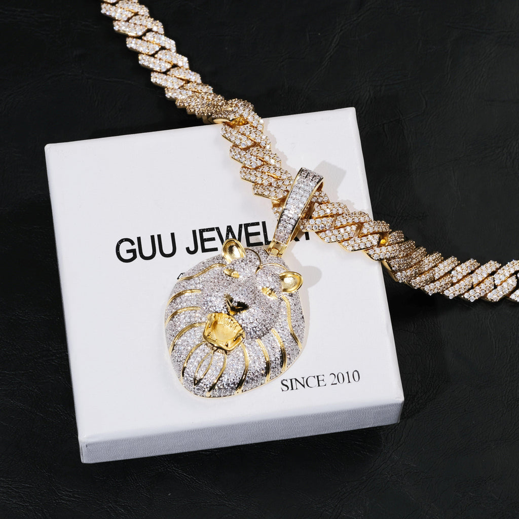 Iced Roaring Lion Necklace
