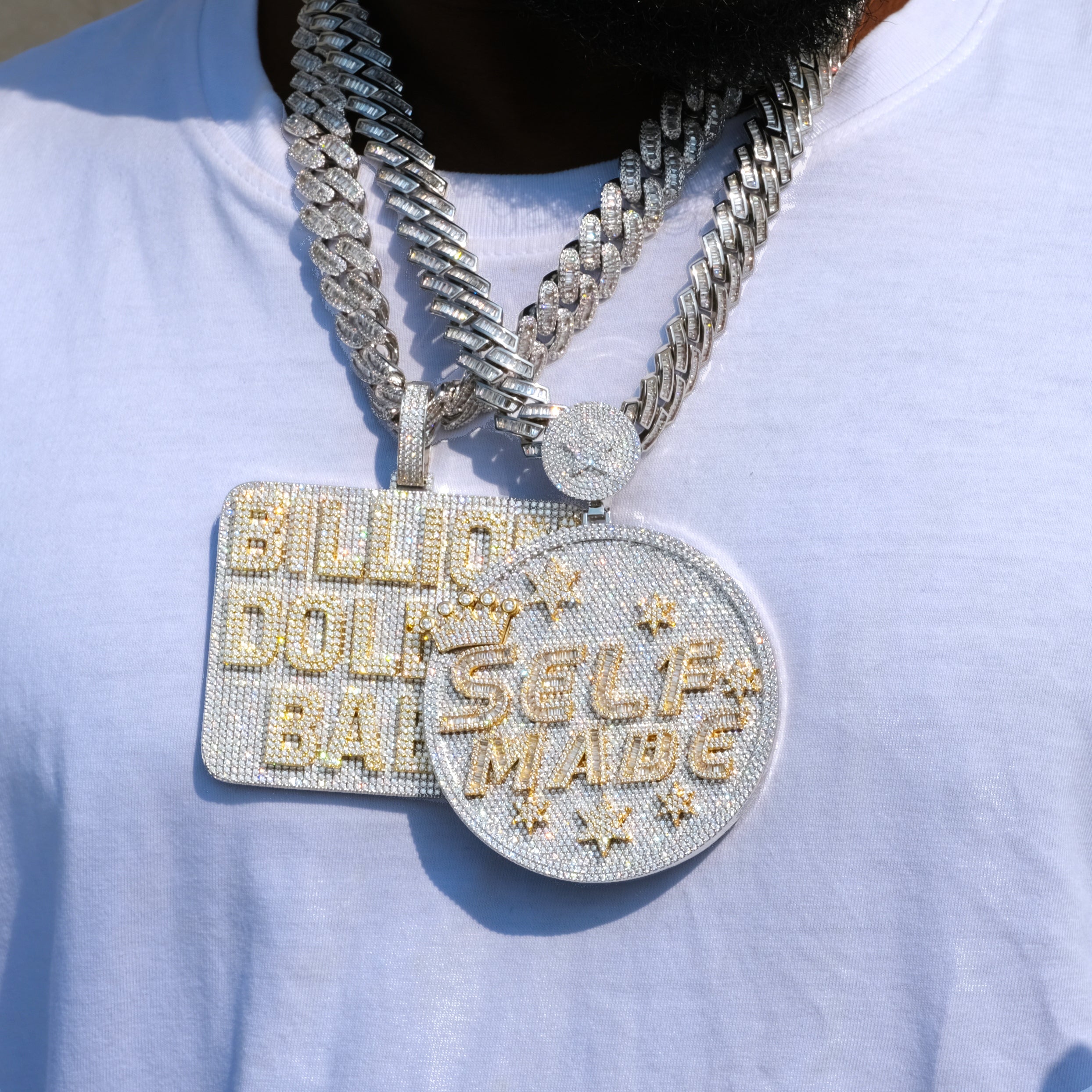 CUSTOM LETTER NECKLACE 3D BIG CROWN DISC