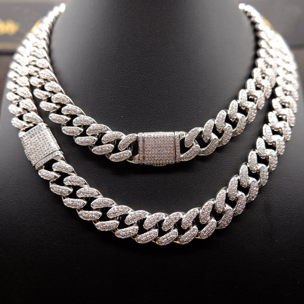 🔥New Flip buckle Iced Cuban Link Chain Silver