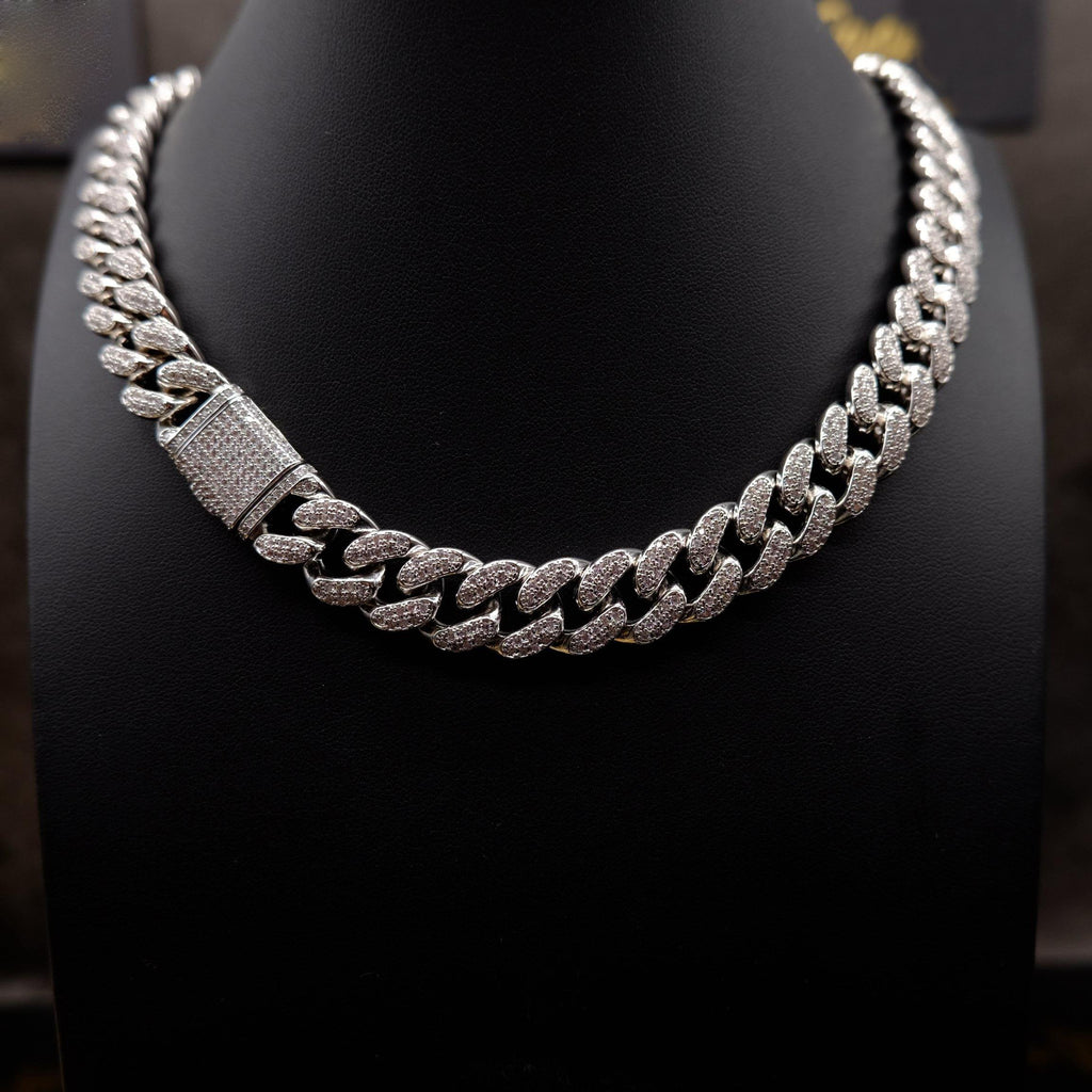🔥New Flip buckle Iced Cuban Link Chain Silver