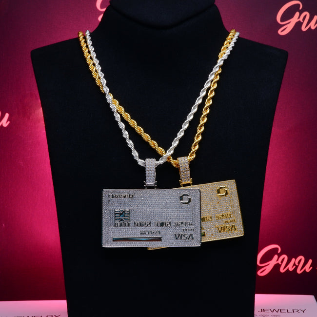 18K Gold-Plated Credit Card Bank card Iced Pendant Main Image