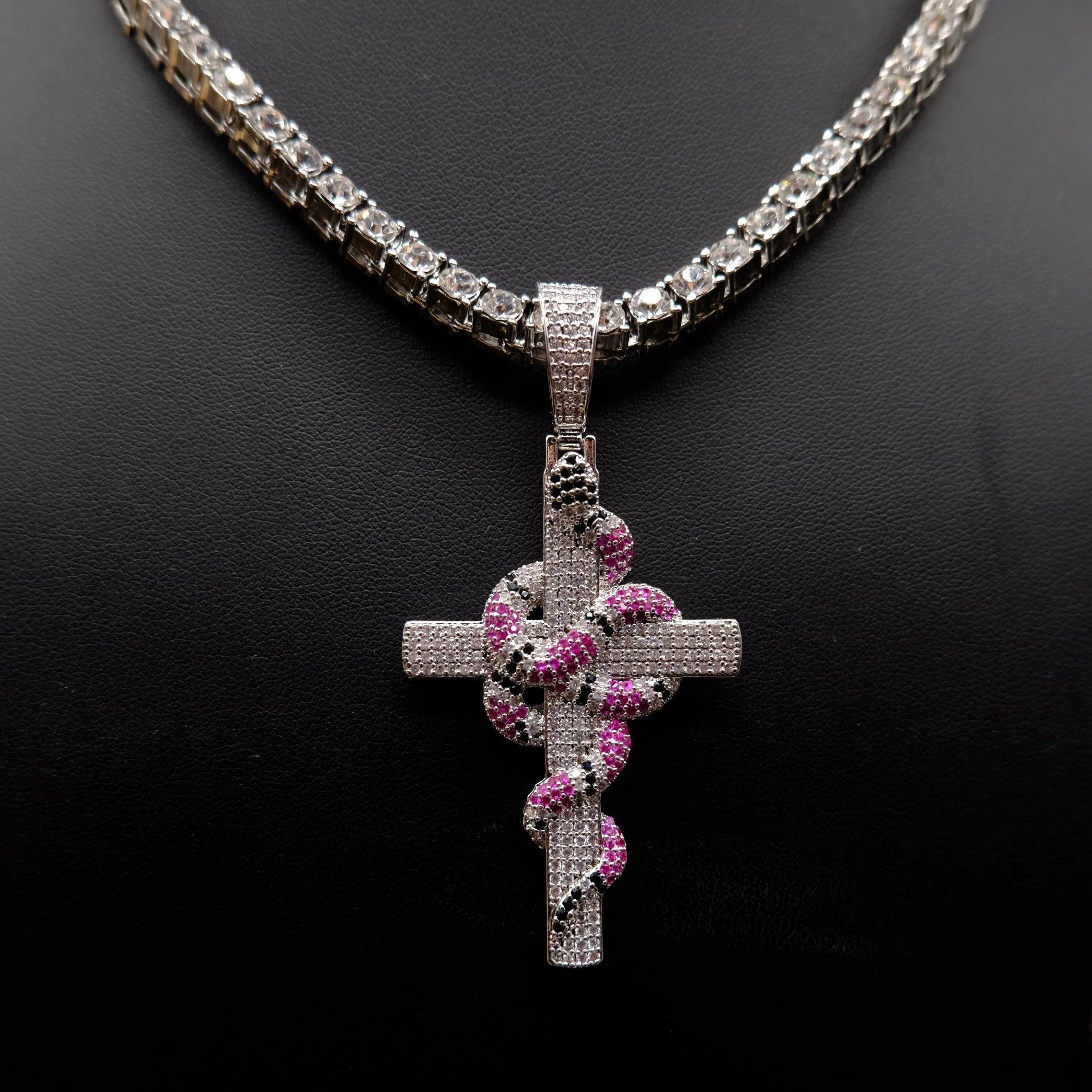 🔥New Iced Cross and Snake Pendant