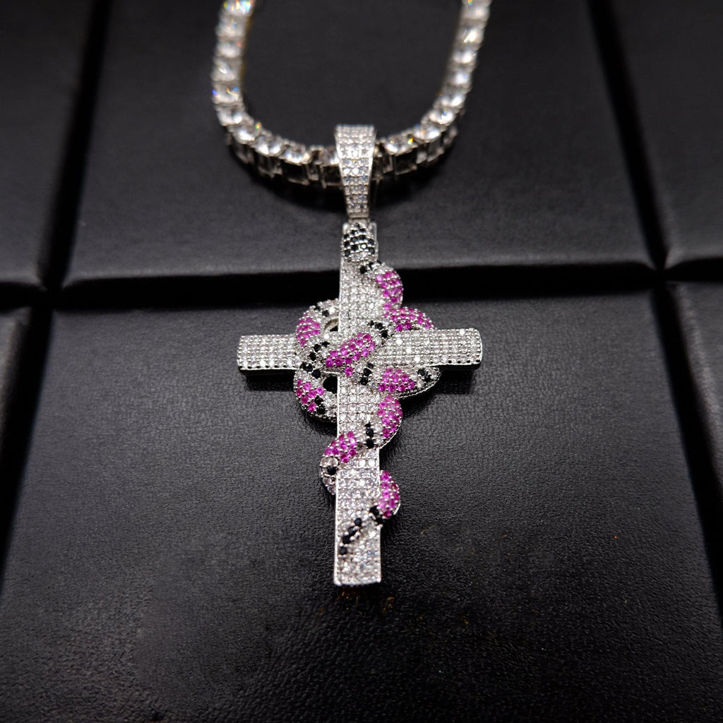 🔥New Iced Cross and Snake Pendant