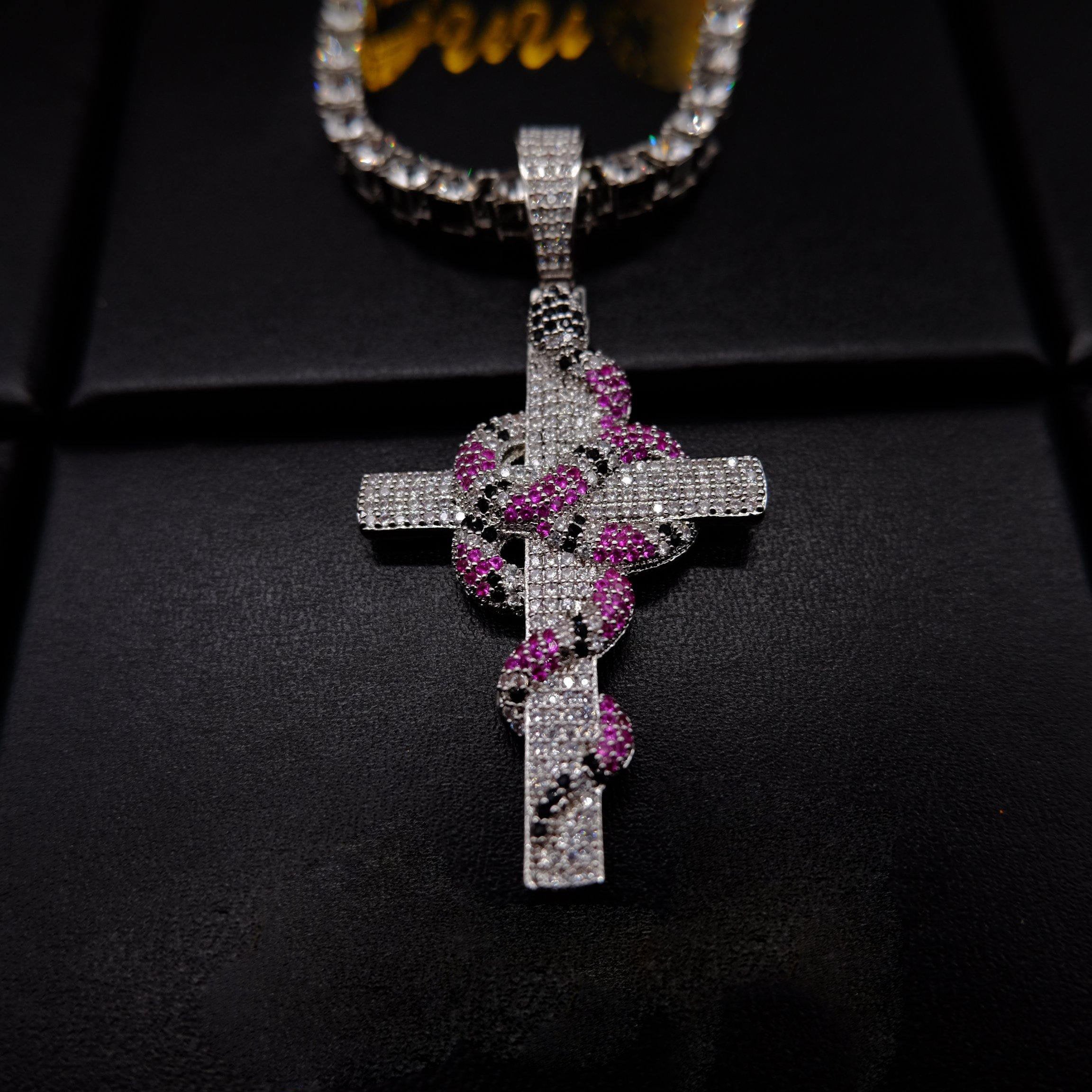 🔥New Iced Cross and Snake Pendant