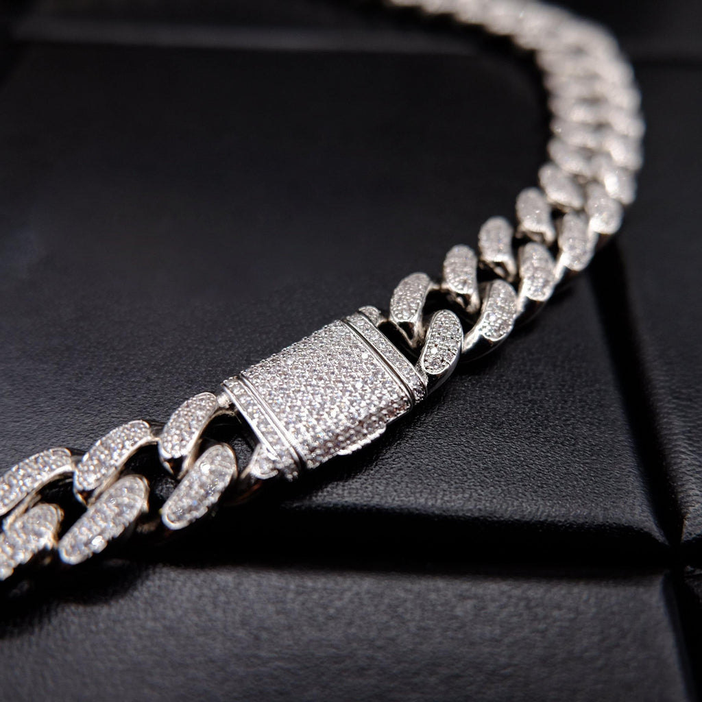 🔥New Flip buckle Iced Cuban Link Chain Silver