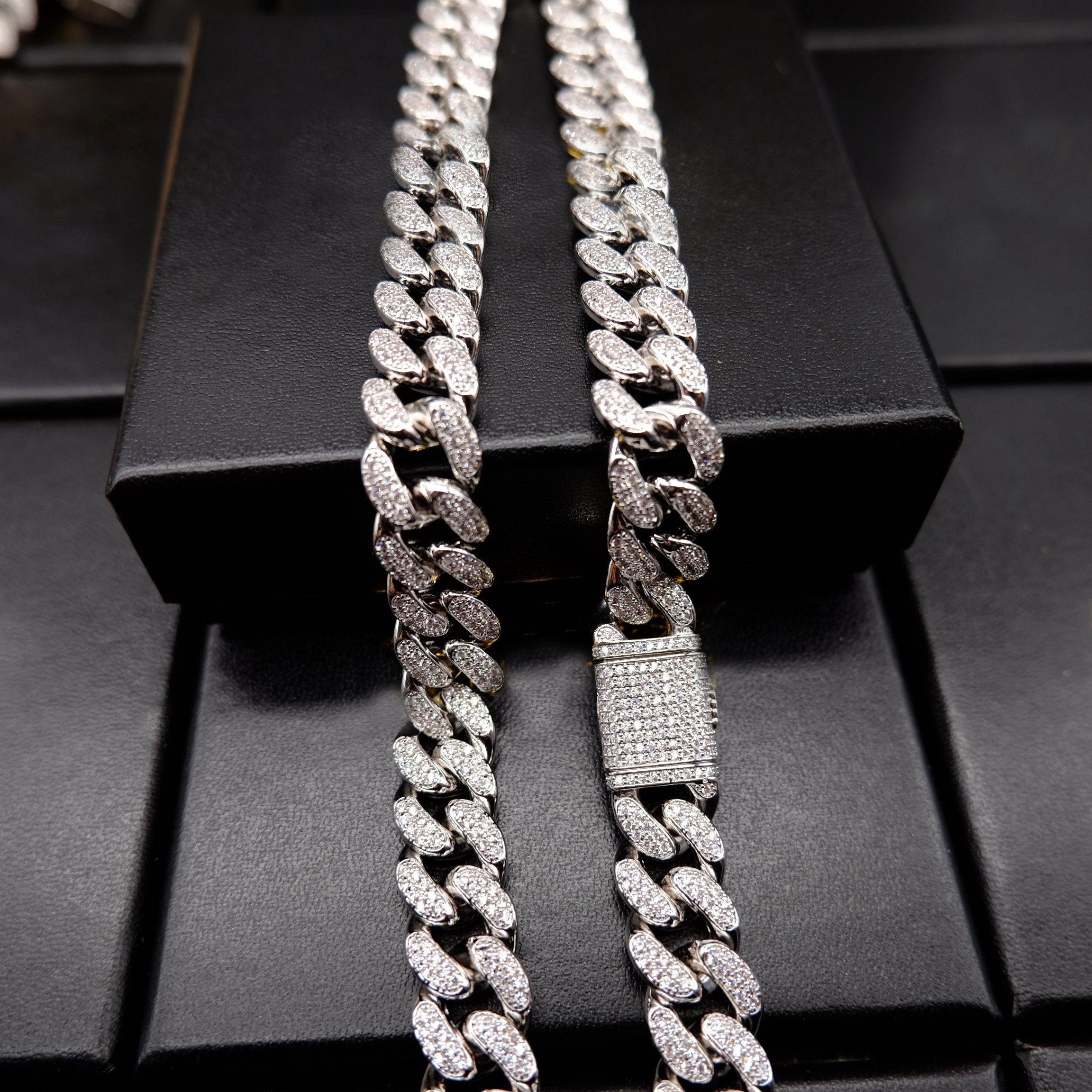 🔥New Flip buckle Iced Cuban Link Chain Silver