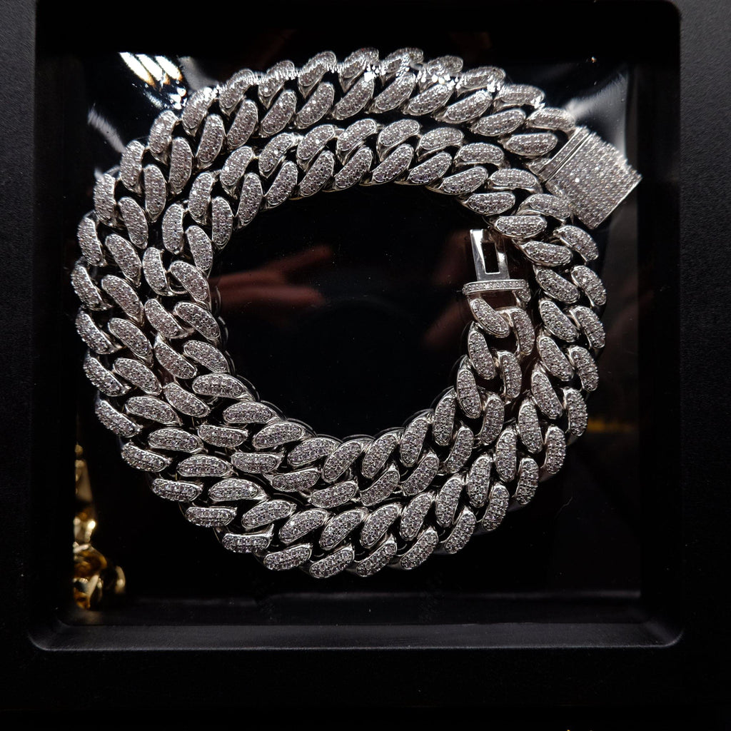 🔥New Flip buckle Iced Cuban Link Chain Silver