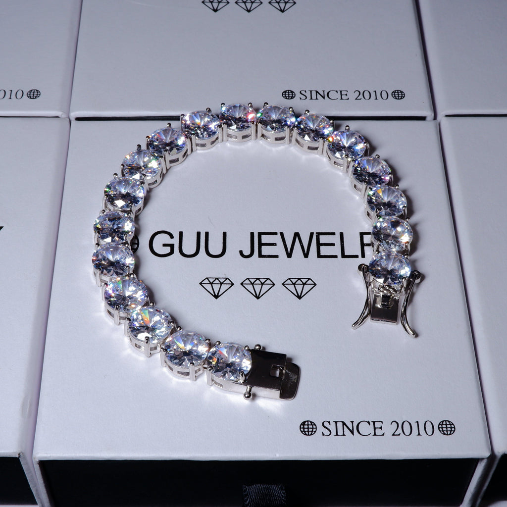 10mm Hip Hop CZ BlingBling Silver Tennis Bracelet