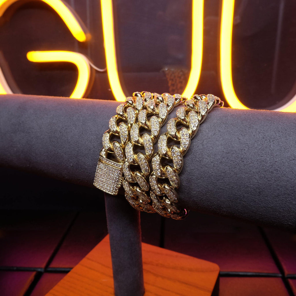 🔥New Flip buckle Iced Cuban Link Chain Gold-Plated