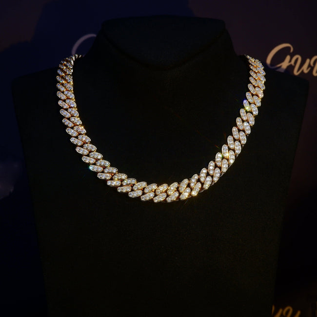 13mm 18K White/Gold-Plated Seamless Iced Cuban Chain Main Image