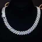18K White/Gold-Plated Seamless Rhombic Iced Cuban Chain