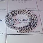 13mm 18K White/Gold-Plated Seamless Iced Cuban Chain