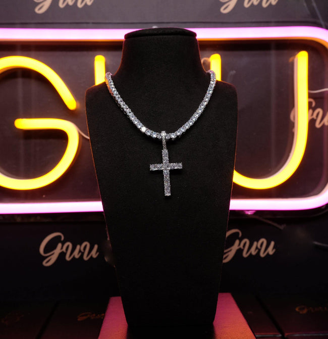 925 Sterling Silver Micro-inlay AAA CZ Cross Hip Hop Necklace Main Image
