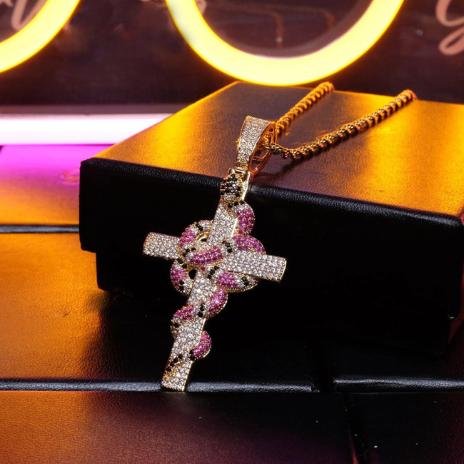 🔥New Iced Cross and Snake Pendant Hover Image