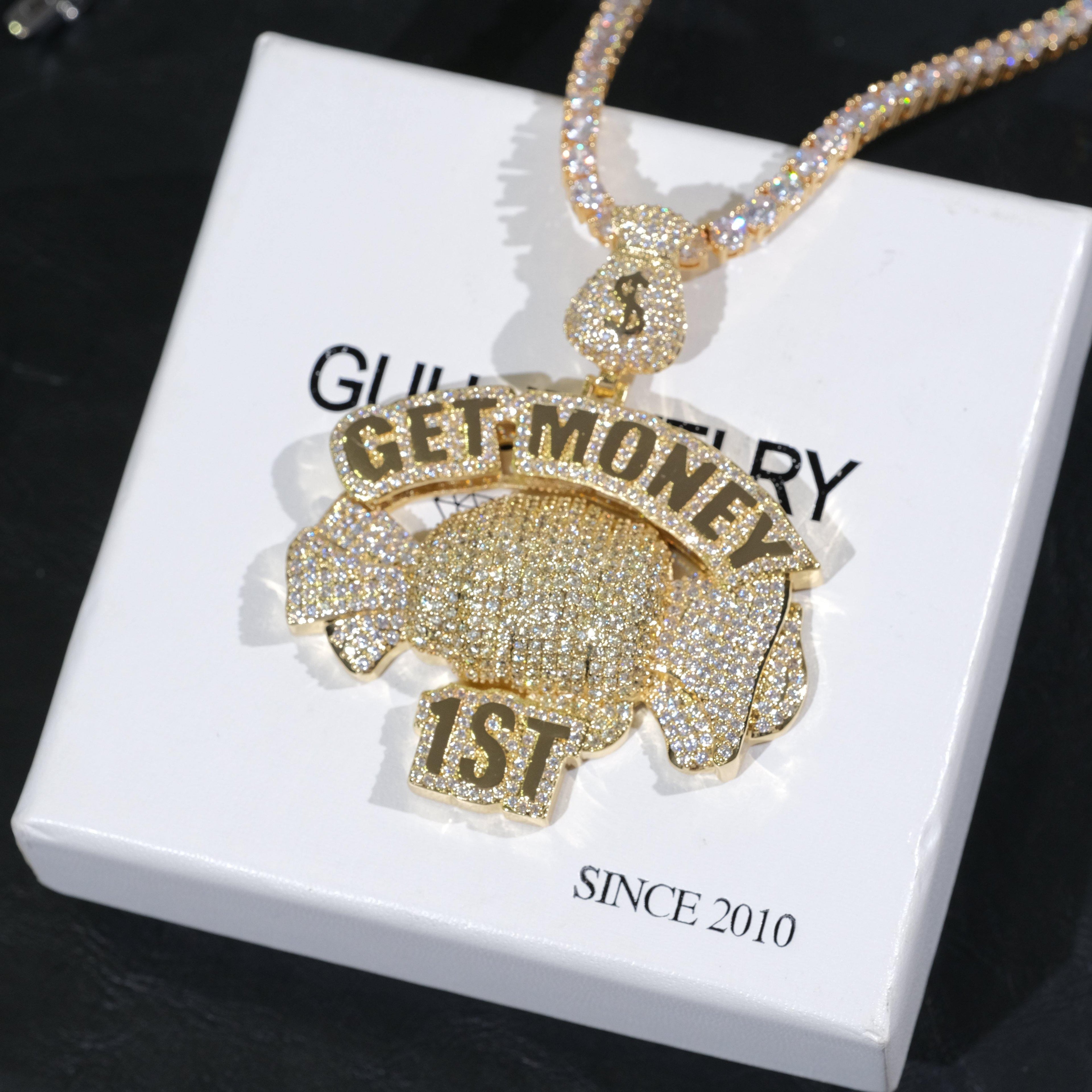 18K Gold-Plated Get Money First Iced Necklace