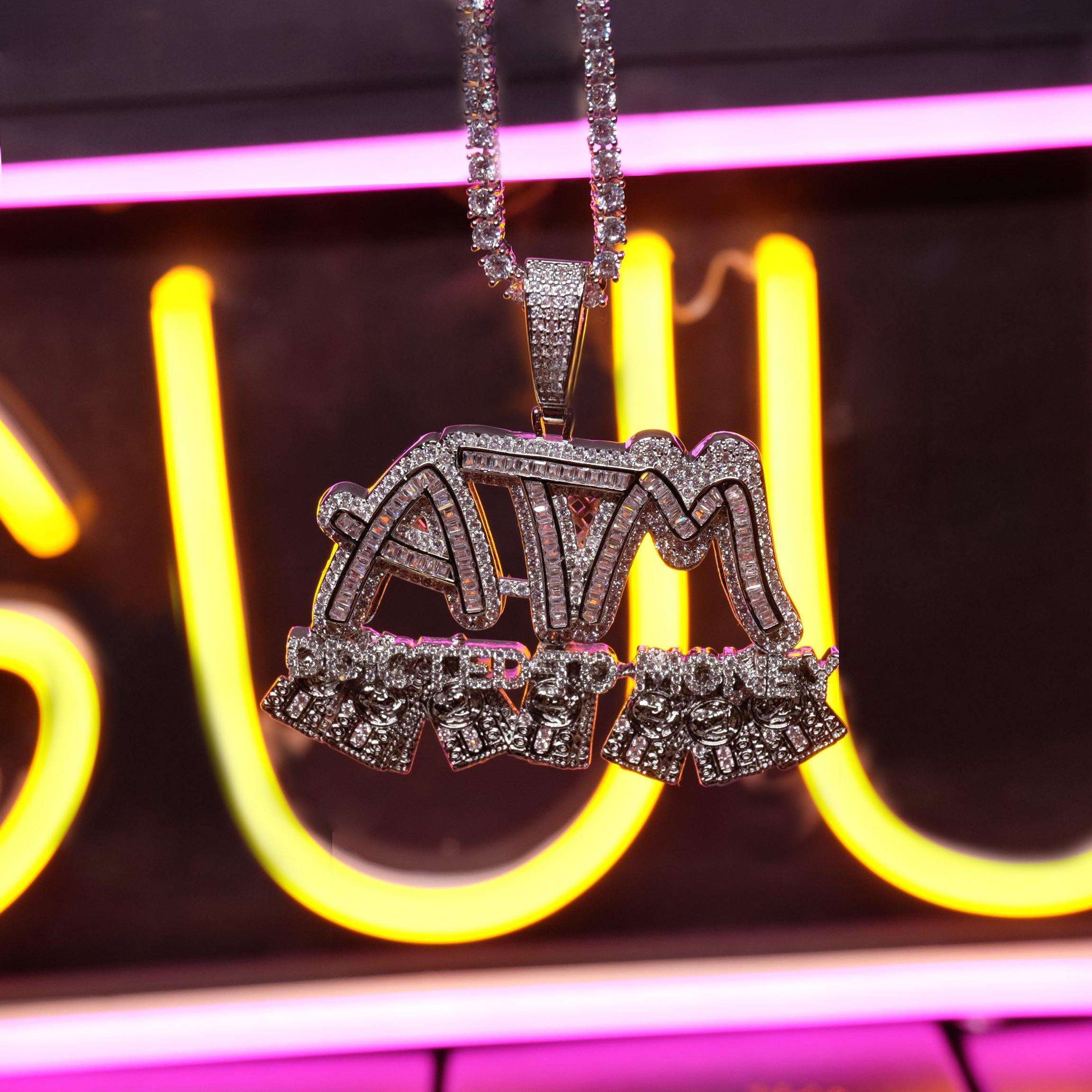 New 18K Gold-Plated ATM Iced Pendant