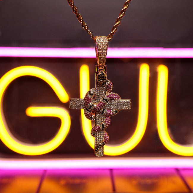 🔥New Iced Cross and Snake Pendant Main Image