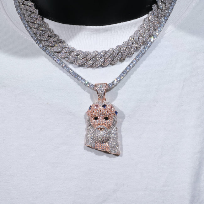18K Gold-Plated Jesus Iced Necklace Hover Image