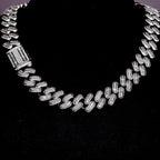 15mm 18K White/Gold-Plated BlingBling Baguette Iced Cuban Chain