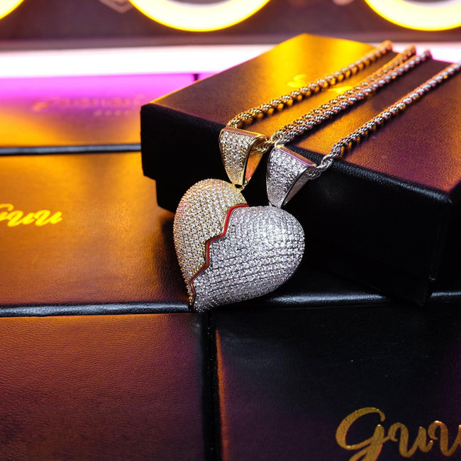 18K Gold-Plated CZ Heartbreak Pendant (with Chain) Hover Image