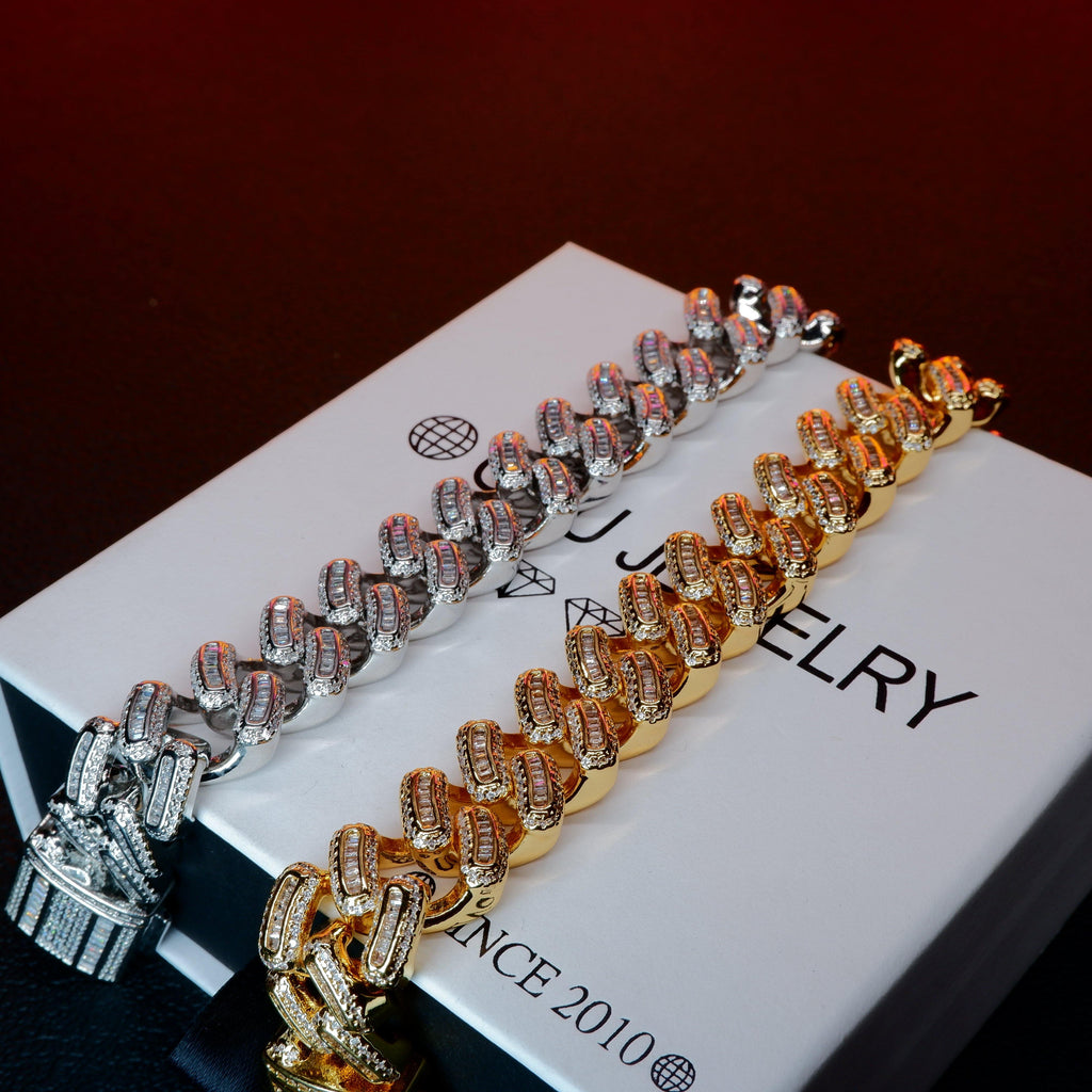 15MM 18K Gold-Plated Baguette Iced Bracelet