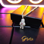 Iced 18mm  CZ  BlingBling Astronaut Pendant & Cuban Link Chain