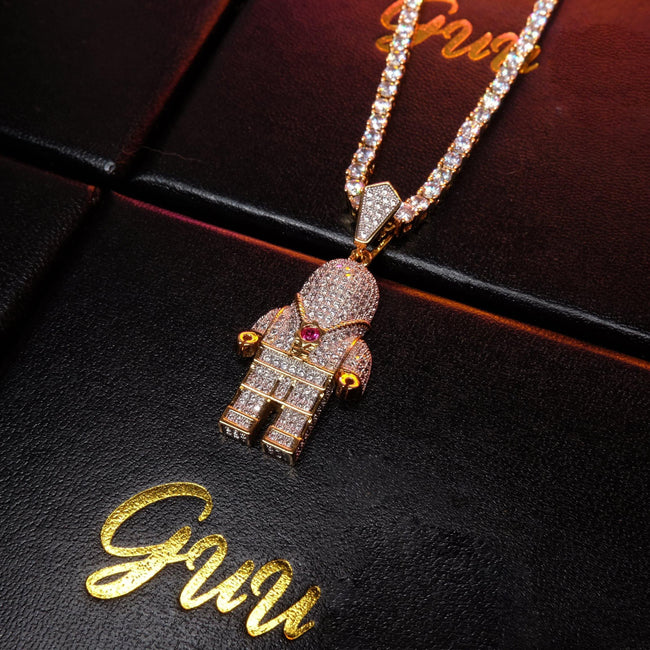 Iced 18mm  CZ  BlingBling Astronaut Pendant & Cuban Link Chain Main Image