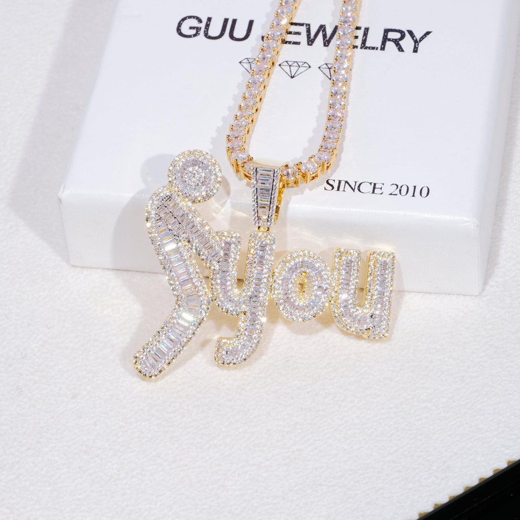 Fxxk You Baguette Two-Layer Iced Necklace