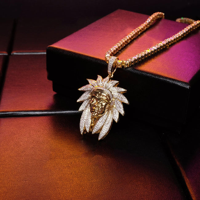Official Limited  Gold-Plated Two-tone Indian Chief Pendant Main Image