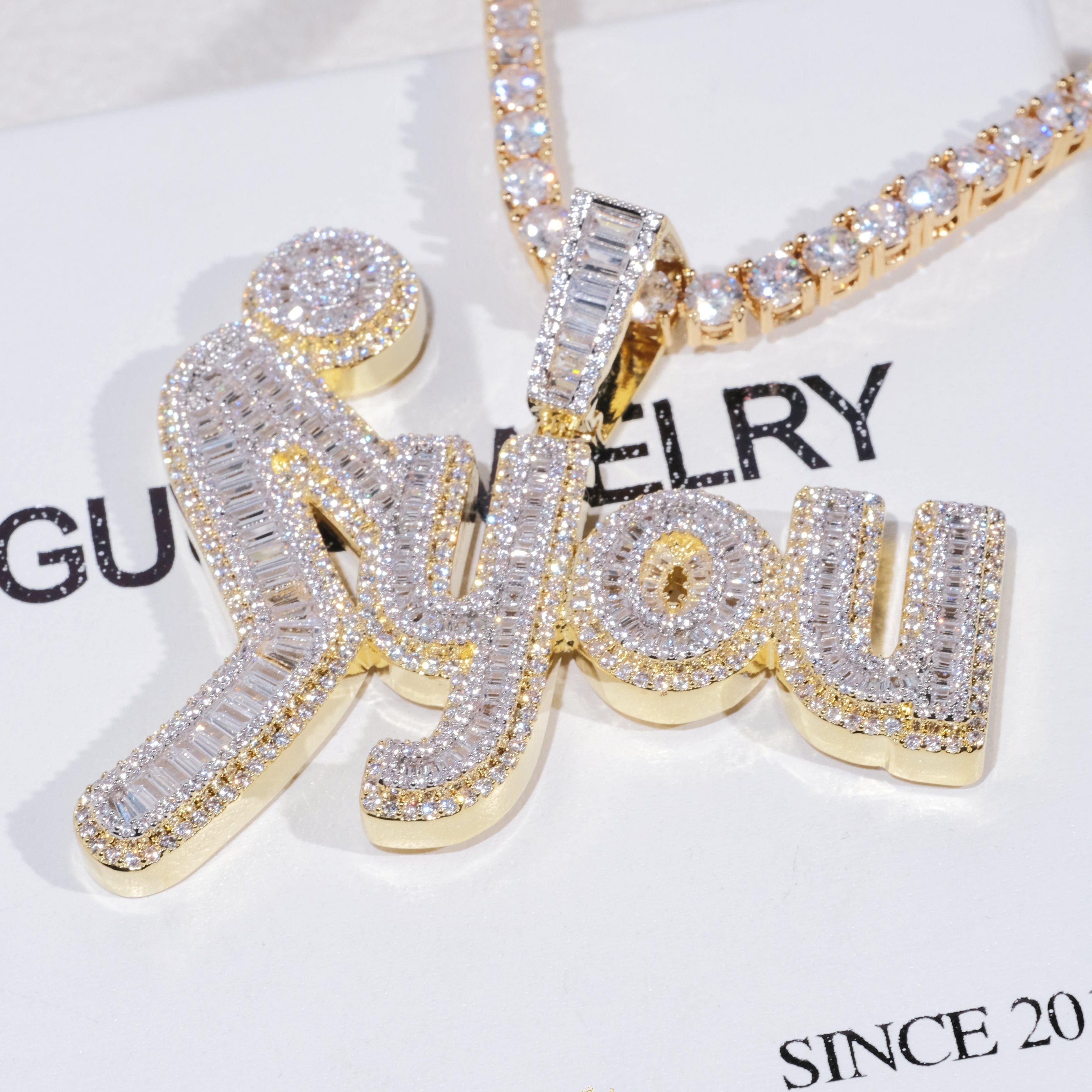 Fxxk You Baguette Two-Layer Iced Necklace