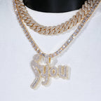 Fxxk You Baguette Two-Layer Iced Necklace