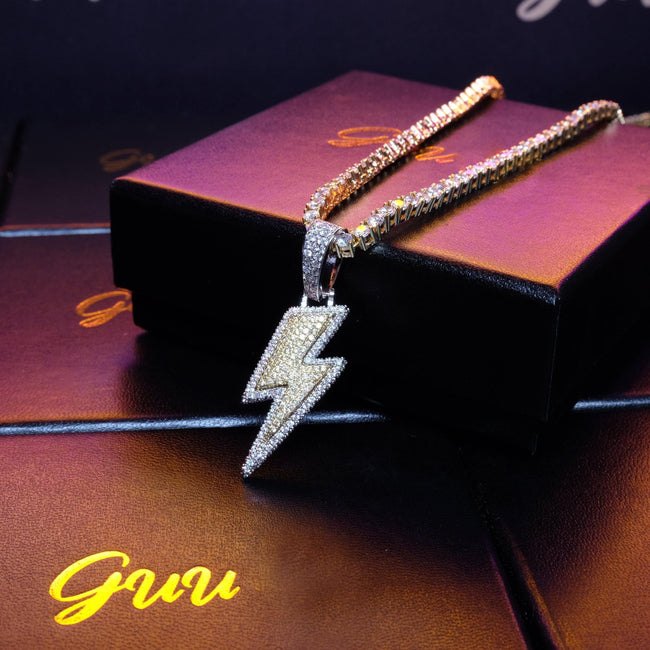 18K Gold-Plated CZ Iced Lightning Necklace Main Image