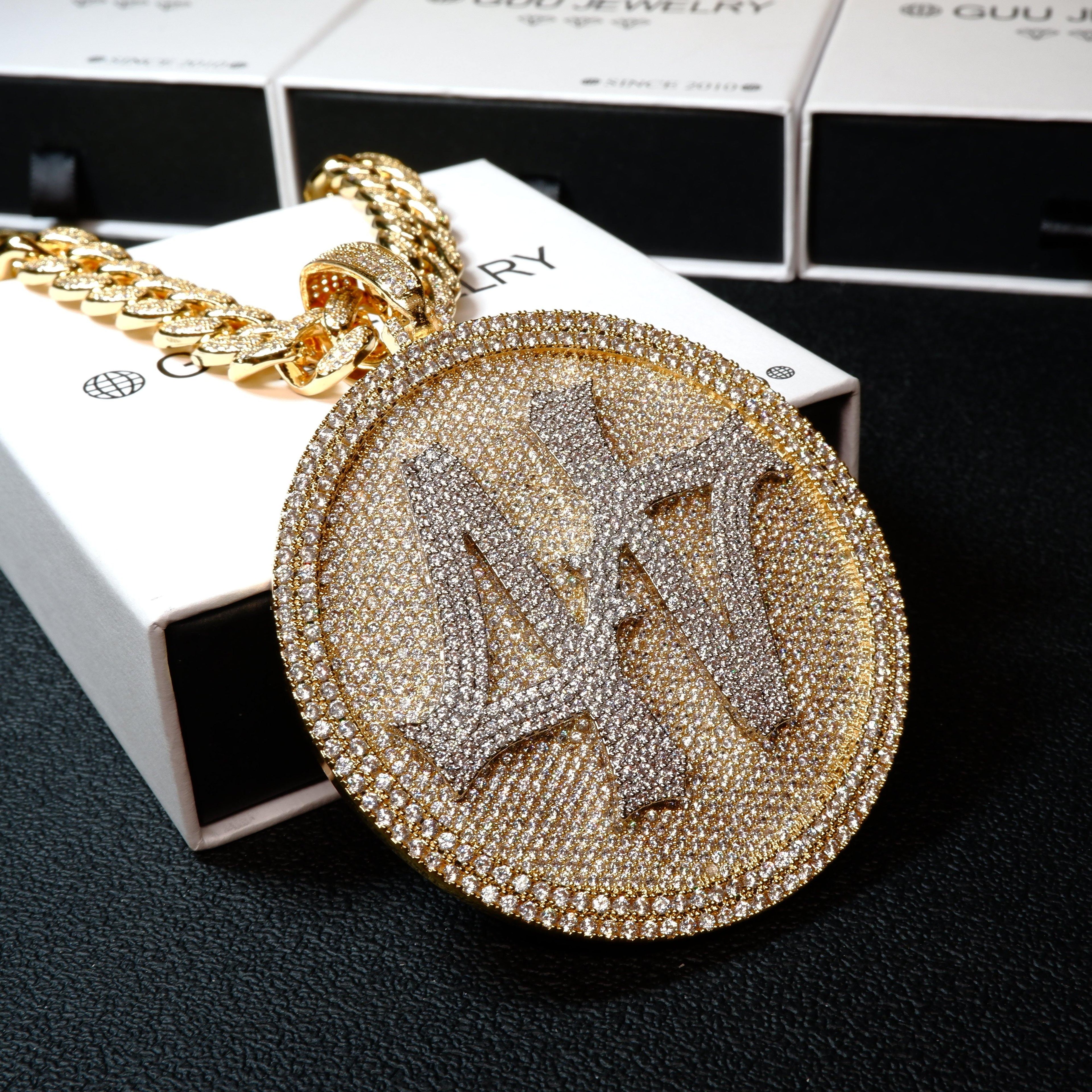 Iced Gold-Plated 3D Big 44 Disc BlingBling Necklace