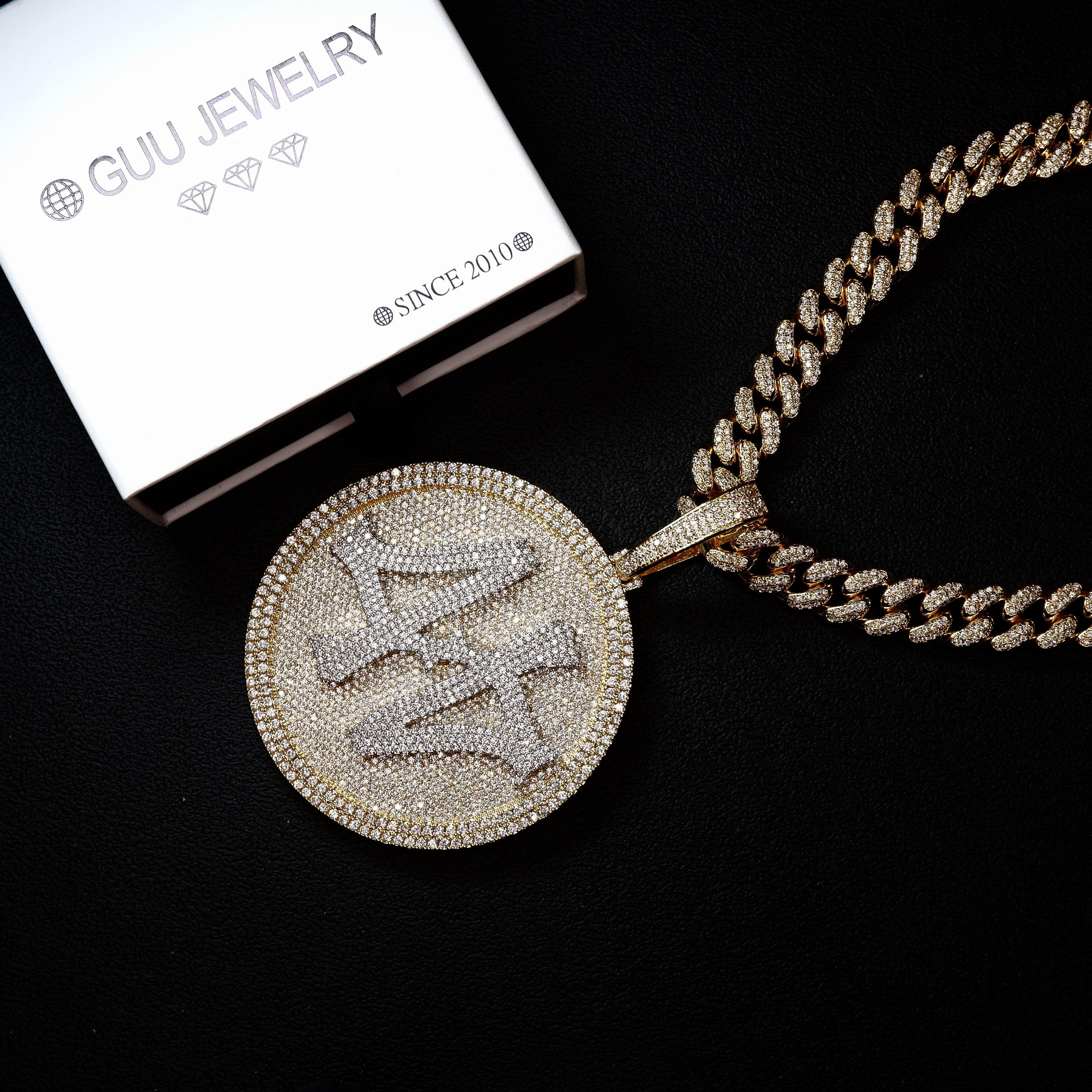 CUSTOM LETTER NECKLACE 3D BIG DISC