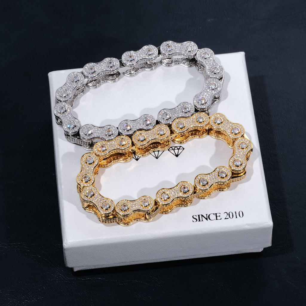 BIKE CHAIN LINK ICED HIP HOP BRACELET