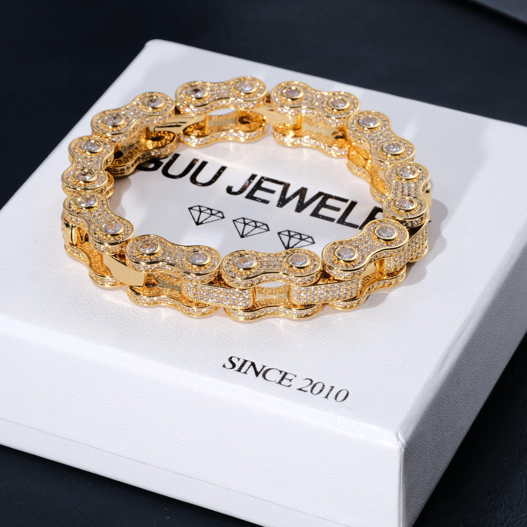 BIKE CHAIN LINK ICED HIP HOP BRACELET