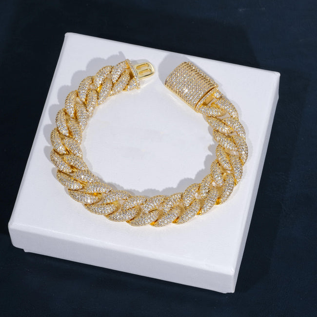 15mm 5-Row Iced Cuban Bracelet Main Image