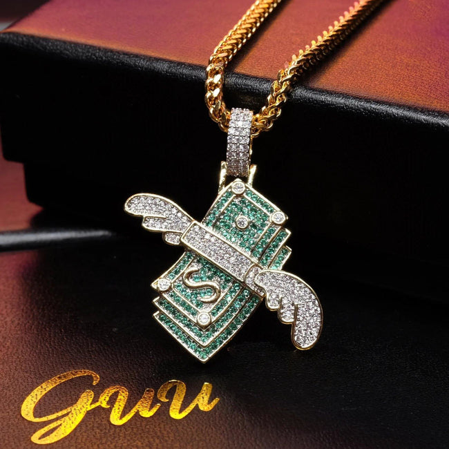 18K Gold-Plated AAA CZ Money Personality Pendant Hover Image