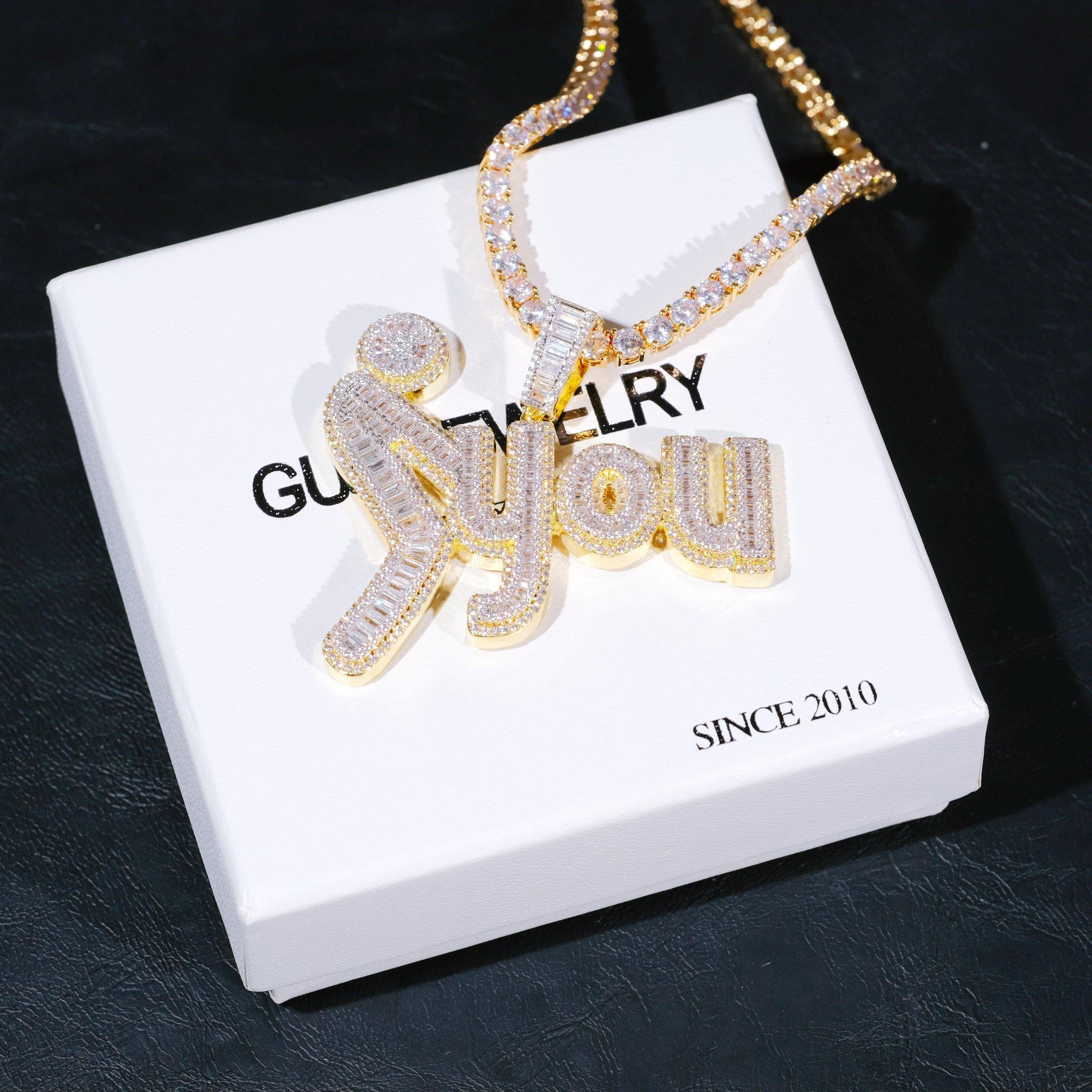 Fxxk You Baguette Two-Layer Iced Necklace