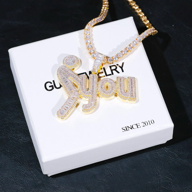 Fxxk You Baguette Two-Layer Iced Necklace Main Image