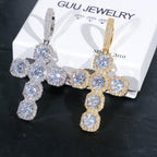 Iced Large Gemstone Cross Necklace