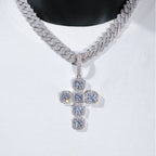 Iced Large Gemstone Cross Necklace