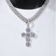 Iced Large Gemstone Cross Necklace