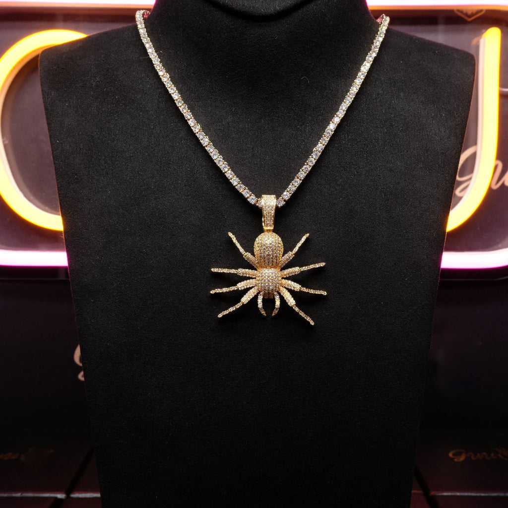 18K Gold-Plated AAA CZ Spider Pendant Necklace